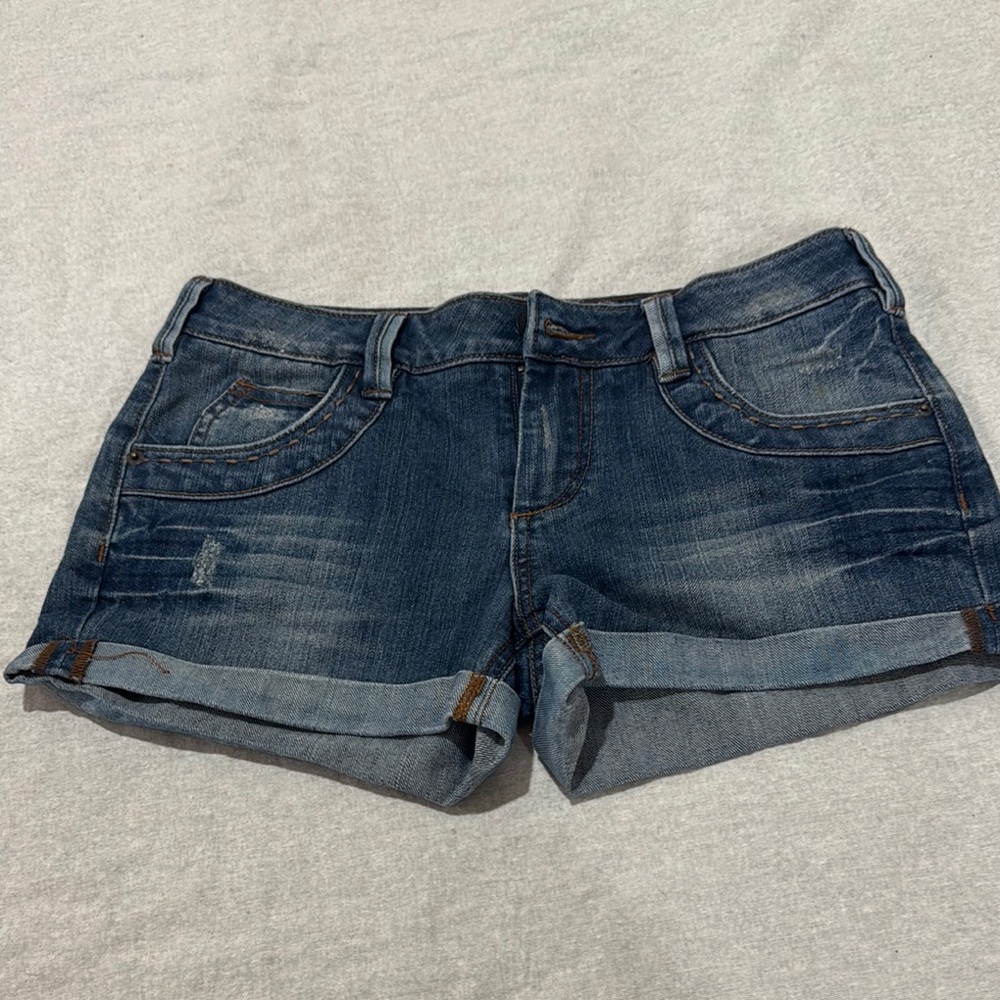 Refuge Blue Jean Shorts Distressed Cuffed Casual